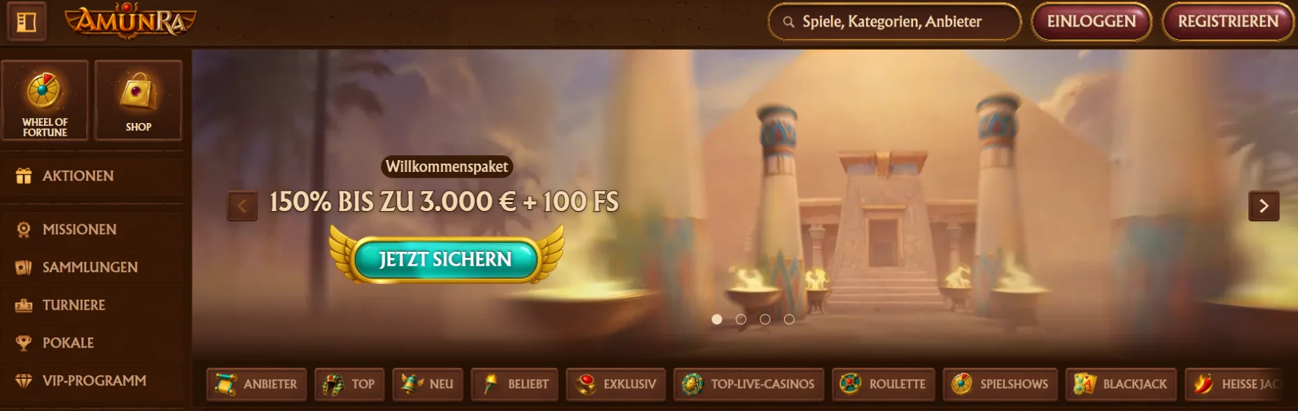 AmunRa Casino Screen